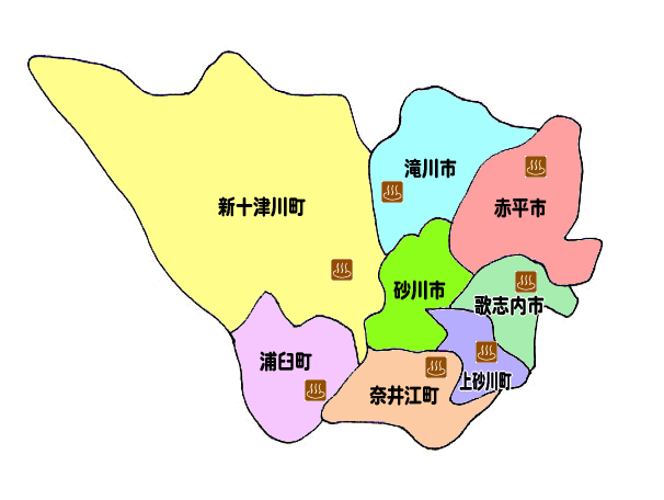 近隣市町の温泉マップ